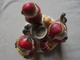 Delcampe - Ancien - Bougeoir De Noël En Plâtre- 3 Pères-Noël - - Schmuck Und Dekor