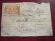 1864 Lettre:de LAVELANET (bordereau De Banque Bastide)pour FOIX Ariège Timbres N°23 Empire Franc Orange Vif - 1849-1876: Période Classique