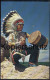 POSTKARTE INDIAN BLUE SKY EAGLE DANCER ACOMA PUEBLO NEW MEXICO Indianer Indians Indien Trommel Drum Tambour Headdress - Indiani Dell'America Del Nord