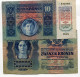 Croatia Serbie Serbia Ovp Austria Hungary - CROATIA Set "" SLOBADAN GRAD BAJA "" 10 Kronen 1915 + 20 Kronen 1913 - Croatie