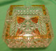 Vintage CRYSTAL Glass ASHTRAY Decorated W. Rich Yellow Flashed Glass & Facets - Glas