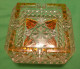 Vintage CRYSTAL Glass ASHTRAY Decorated W. Rich Yellow Flashed Glass & Facets - Glass