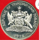 TRINIDAD AND TOBAGO $10 MAP SHIP FRONT EMBLEM BACK 2ND TYPE 1977 AG SILVER PROOF KM34 READ DESCRIPTION CAREFULLY!! - Trinité & Tobago