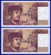 DEUX BILLETS PAIRE 20 FRANCS DEBUSSY NEUF TYPE 1980 ALPHABET A.001 N° 427978 ET 427979 DE1980 - 20 F 1980-1997 ''Debussy''