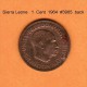 SIERRA LEONE    1  CENT  1964  (KM # 17) - Sierra Leone