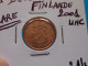 RARE !!!  1  CENTIME  EURO  FINLANDE  2001 Unc  ( 4 Photos ) - Finlandia