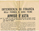 INTENDENZA FINANZA  ASCOLI PICENO - AVVISO D´ASTA DEL 11.2.1886 (GROTTAMMARE - RIPATRANSONE) - Documenti Storici