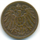 GERMANY , 2 PFENNIG 1904 D, UNCLEANED COIN - 2 Pfennig