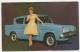 Ford ANGLIA DE LUXE C. 1958 With Girl In Front Oversized Postcard Pinholes + Bent Corner - Passenger Cars