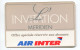 Belle Carte D'abonnement "L'Invitation Méridien" Offert Par Air Inter - Aviation - Tickets