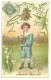 CPA Gaufrée, Dorée, Jeune Garçon Costume Marin, Portant Bâton Pour La Rosière (fête Du Mai), Muguet, 1902, M.S.I.B 13525 - Scènes & Paysages