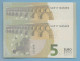 2 X 5 EURO U005D4/F4 With The Same Serial Numbers UNC - 5 Euro