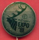 F1339 / PLOVDIV - EXPO 1981 World Fair, World Exposition Or Universal Exposition  DEER - Bulgaria Bulgarie - Badge Pin - Trademarks