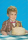 Boy With Birthday Cake,  Garçon Avec Un Gâteau D´anniversaire, Vintage Old Photo Postcard - Autres & Non Classés