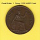 GREAT BRITAIN    1  PENNY  1938  (KM # 845) - D. 1 Penny