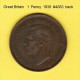 GREAT BRITAIN    1  PENNY  1938  (KM # 845) - D. 1 Penny