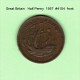 GREAT BRITAIN    1/2  PENNY  1957 (KM # 896) - C. 1/2 Penny