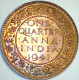 1940 OR 1941, BRITISH INDIA, UNCIRCULATED/BU - 1/4 ANNA COPPER COIN  *SEE PHOTOS* - Colonies