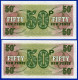 2 BILLETS SE SUIVANT DE 50 FIFTY NEW PENCE BRITISH ARMED FORCES SPECIAL VOUCHER 6ième SERIE NEUF N°473103 ET 473104 - British Armed Forces & Special Vouchers