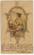 Carte Peinte Soie Art Nouveau Gaufrée Dorée Belle Femme Lyre Hand Painted Silk Embossed Golden - Autres & Non Classés