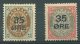 DENMARK Yvert # 62/3 MH VF - Unused Stamps