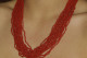 COLLIER  Ancien GRAPPE De VERRE Couleur CORAIL 20 Brins - Colliers/Chaînes