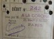 Carte De Tabac Avec Timbre Fiscal 20 Francs Contribution Dépenses Entraide Française 1945 A La Corona Bld St Michel - Documents