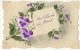 Carte Dessin Main Pensée Du Front Violette  Texte Horrible Guerre Envoi Les Bordes Cernay - Patriotiques