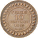 Monnaie, Tunisie, Muhammad Al-Nasir Bey, 10 Centimes, 1916, Paris, TTB+, Bronze - Túnez