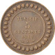 Tunisie, Muhammad Al-Nasir Bey, 5 Centimes, 1917, Paris, Bronze, TTB+, KM:235 - Tunesië