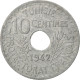 Monnaie, Tunisie, Ahmad Pasha Bey, 10 Centimes, 1942, Paris, SPL, Zinc, KM:267 - Tunesië