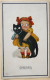 Litho Illustrateur Fille Fillette Portant  Gros Chat Noir Voyagé 1912 Timbre Postage Usa Flamme Warrensburg - Tarjetas Humorísticas