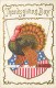 147117-Thanksgiving, Unknown No UP03-2, Turkey Standing On A Knife Swing With Patriotic Shield In The Background - Giorno Del Ringraziamento