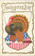 147117-Thanksgiving, Unknown No UP03-2, Turkey Standing On A Knife Swing With Patriotic Shield In The Background - Thanksgiving