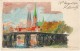 Lubeck Germany, Kley Artist Image Bridge And Churches, C1900s Vintage Postcard - Kley