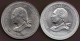 ISLE OF MAN LOT 2x 1 CROWN 1976 American Independence NICKEL + SILVER KM# 37+37a - Île De  Man