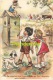 CPA ILLUSTRATEUR ENFANTS ** GERMAINE BOURET ** ARTIST SIGNED CHILDREN CARD **  CHIEN V'LA LES COPAINS QUI RAMENENT ... - Bouret, Germaine