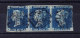 SG #2 - Two Pence Blue 3er Streifen Gestempelt Platte 1 Schwarzen Malteserkreuzen Attest K. Louis - Oblitérés