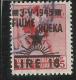 ITALY ITALIA OCCUPAZIONE FIUME 1945 L. 16 SU 0,25 USED TIMBRATO SENZA FILIGRANA NO WATERMARK - Occ. Yougoslave: Fiume