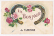 Carte Fantaisie "Un Bonjour De Carbonne" Roses Posées Autour D´un Fer à Cheval - Circulé Sans Date Sous Enveloppe - Autres & Non Classés