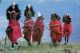 Masai Warriors, Kenya Postcard Used Posted To UK 2000s Stamp - Kenya