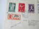 Finnland Registered Letter 1945 Sport FDC Nr. 286-290. Satzbrief Nach Schweden. Echt Gelaufen. 4 Stempel! - Cartas & Documentos