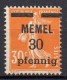 Memel - Memelgebiet - 1920/21 - Yvert N° 21 ** - Neufs