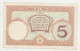 New Caledonia Noumea 5 Francs 1926 AXF+  P 36b 36 B - Nouvelle-Calédonie 1873-1985
