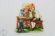 1900´s Old Illustration: Girl And Boy Drinking Milk - Germany Victorian Embossed, Die Cut/ Scrap Paper - Kinderen