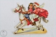 1900´s Old Illustration: Girl & Boy On A Horse - Germany Victorian Embossed, Die Cut/ Scrap Paper - Infantes