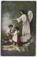 ´Trust In Him´ - Beautiful Angel Guarding Children - Colour Postcard 1913 - Angels