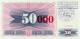 BOSNIA:  50 000 Dinara On 50 Dinara, 1993 UNC *P55b * 13mm High Red Zeroes - 15.10.1993 - Bosnia And Herzegovina