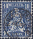 Heimat SO KRIEGSTETTEN ~186(5)-09-07 Fingerhut-Stempel Auf 10Rp. Blau Sitzende Helvetia - Gebruikt