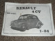 Ancienne Notice De Montage De Maquette Voiture RENAULT 4 CV 1/24e Heller Humbrol Jouet Jeu Ancien 4cv - Autres & Non Classés